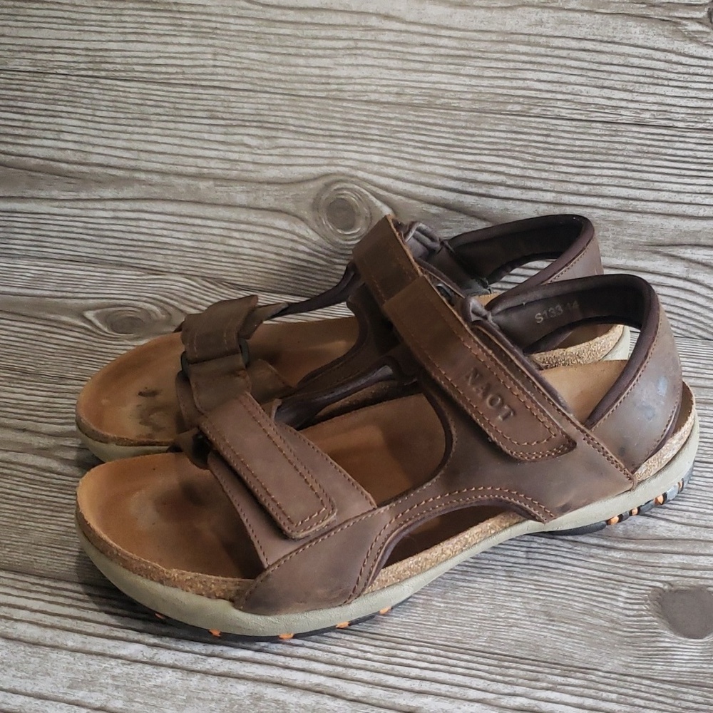 Naot 44 brown leather adjustable straps mens sandals size 11 - Picture 5 of 8